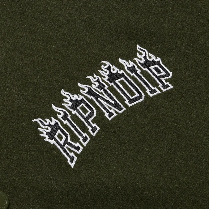 Бомбер RIPNDIP Inferno Varsity Jacket Light Forest